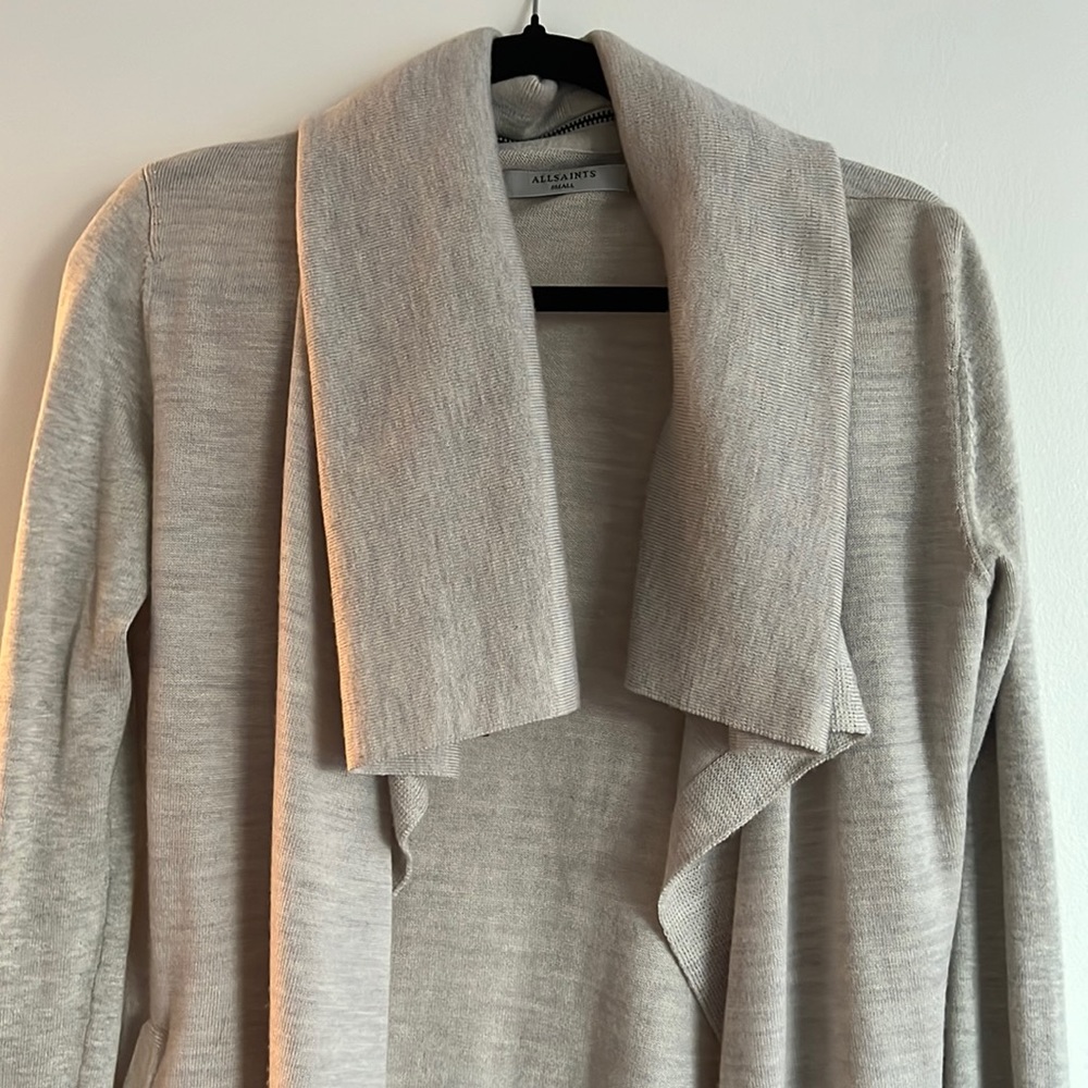 All Saints cardigan in beige-grey. Size S. Barely worn
